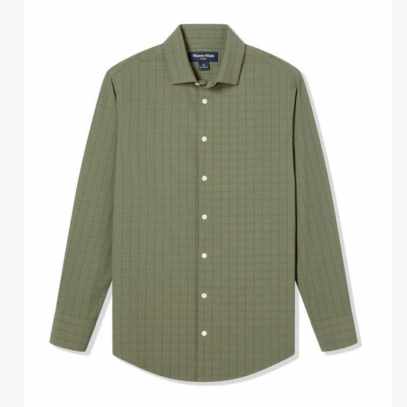 Leeward Dress Shirt - Sage Lexington Plaid, fabric swatch closeup