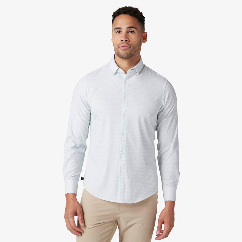Leeward No Tuck Dress Shirt - White Mosaic Tile, featured product shot