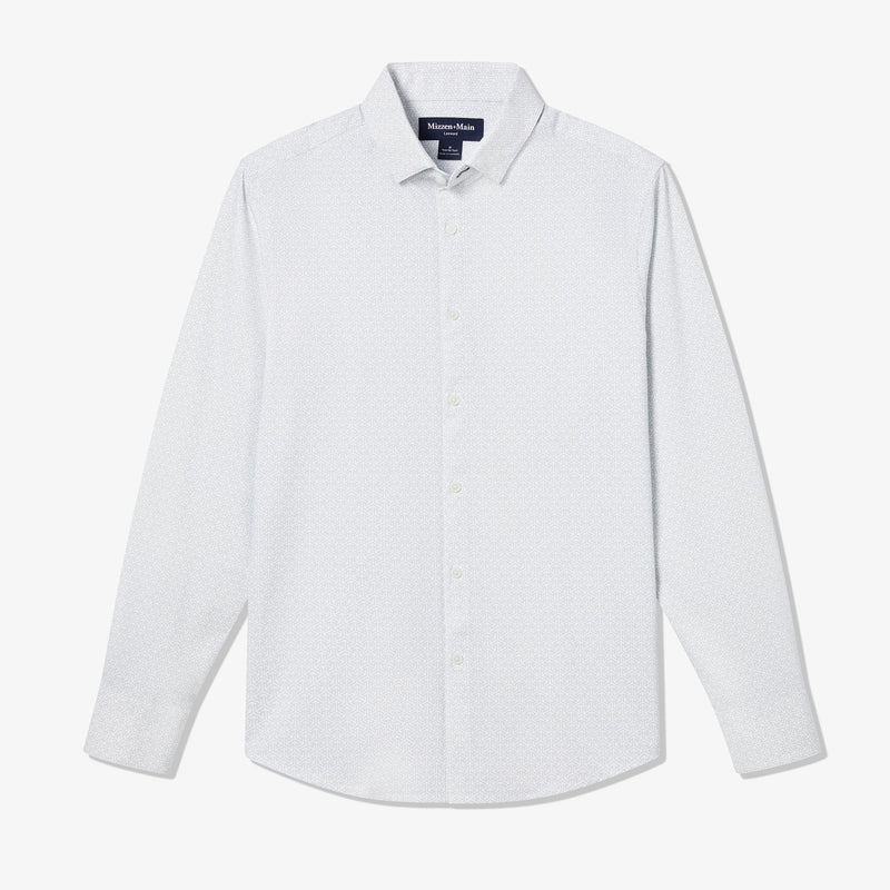 Leeward No Tuck Dress Shirt - White Mosaic Tile, fabric swatch closeup