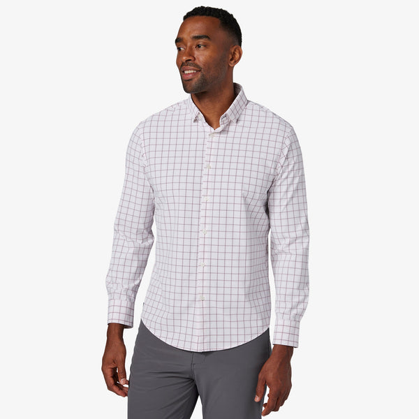 Leeward No Tuck Dress Shirt - White Everett Plaid, featured product shot