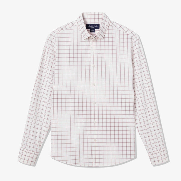 Leeward No Tuck Dress Shirt - White Everett Plaid, fabric swatch closeup