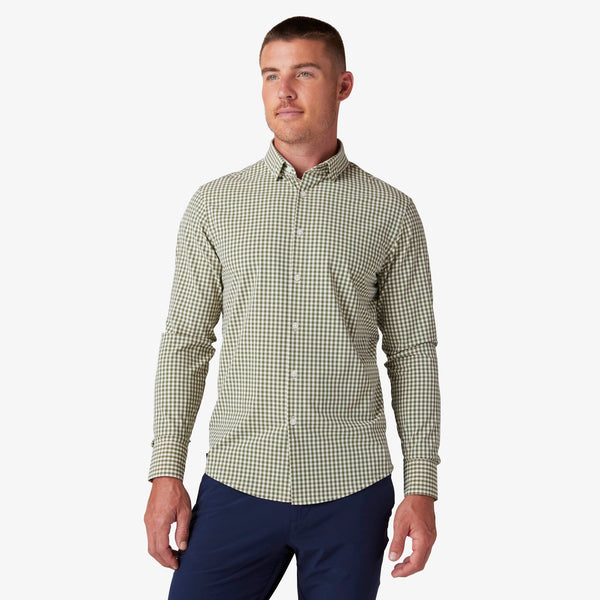Leeward No Tuck Dress Shirt - Sage Gingham, featured product shot