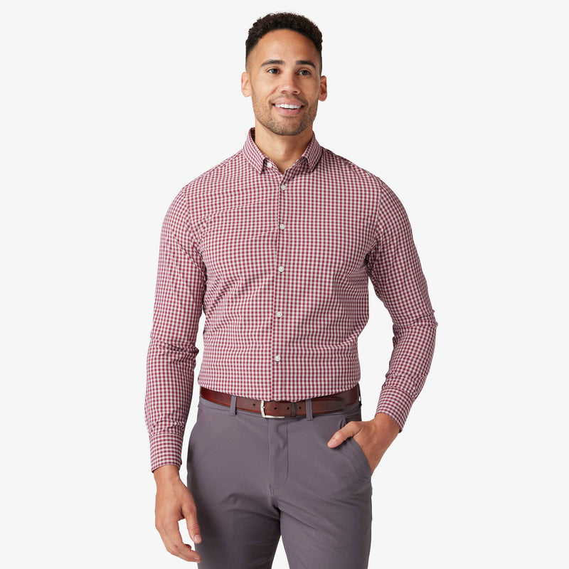 Leeward Dress Shirt - Garnet Gingham, lifestyle/model