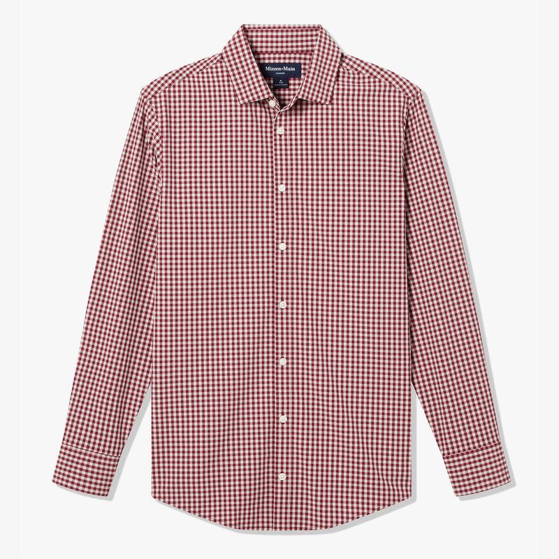 Leeward Dress Shirt - Garnet Gingham, fabric swatch closeup