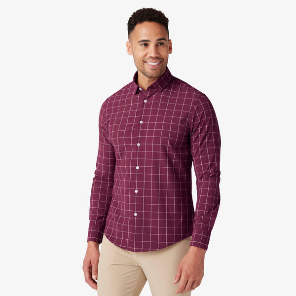 Leeward No Tuck Dress Shirt - Garnet Washington Plaid, featured product shot