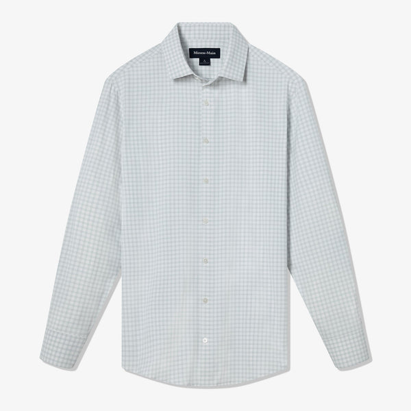 Monaco Dress Shirt - Aluminum Richmond Plaid, fabric swatch closeup