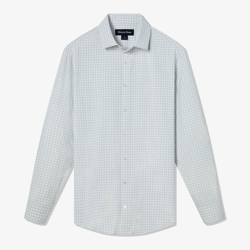 Monaco Dress Shirt - Aluminum Richmond Plaid, fabric swatch closeup