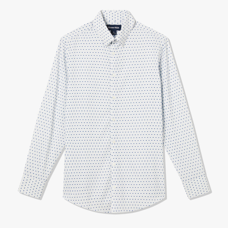 Monaco Dress Shirt - Sky Avery Print, fabric swatch closeup