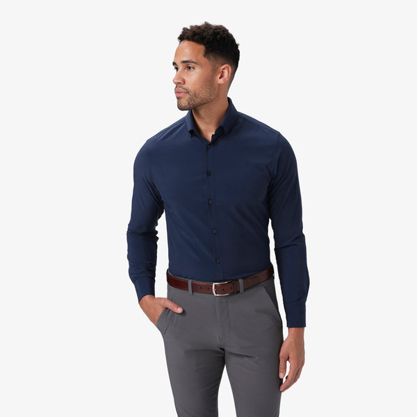 Leeward Dress Shirt - Navy Solid, lifestyle/model photo