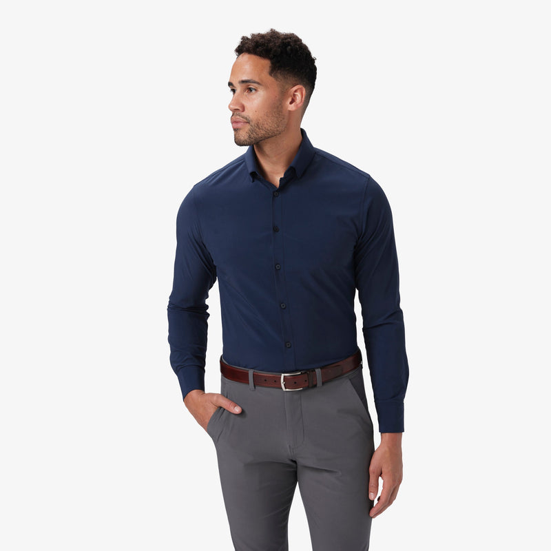 Leeward Dress Shirt - Navy Solid, lifestyle/model