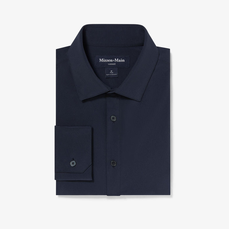 Leeward No Tuck Dress Shirt - Navy Solid, featured product shot