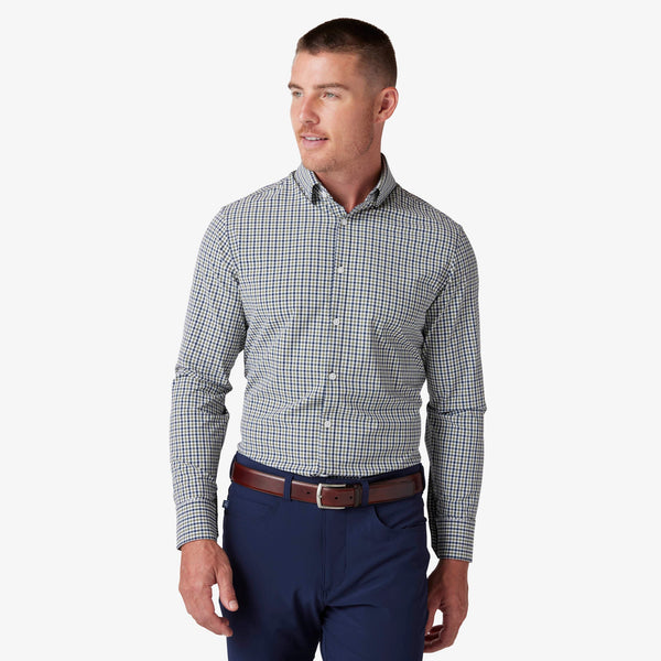 Leeward Dress Shirt - Sage Multi Gingham, featured product shot
