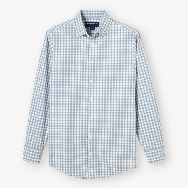 Leeward Dress Shirt - Nickel Madison Check, fabric swatch closeup