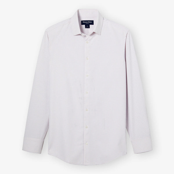 Leeward Dress Shirt - Rose Filbert Plaid, fabric swatch closeup