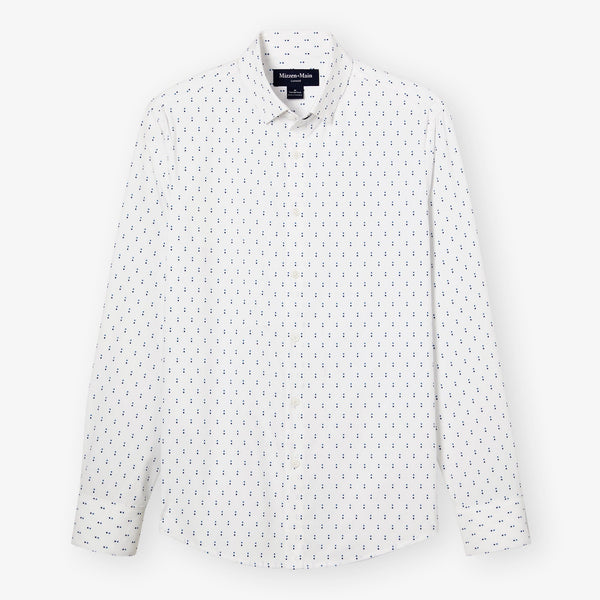 Leeward Dress Shirt - Nile Blue Double&nbsp;Dot, fabric swatch closeup