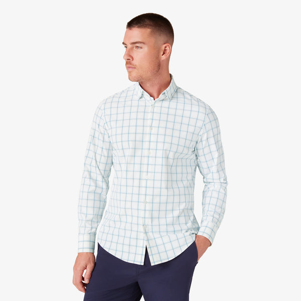 Leeward No Tuck Dress Shirt - White Presido Plaid, featured product shot