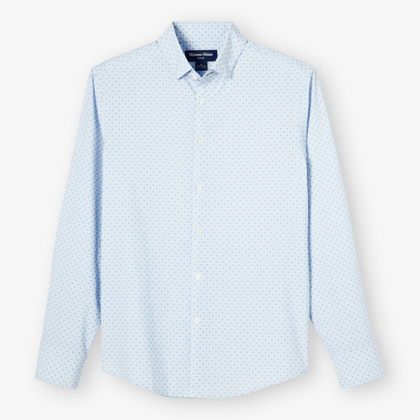 Leeward No Tuck Dress Shirt - Sky Medallion Geo, fabric swatch closeup