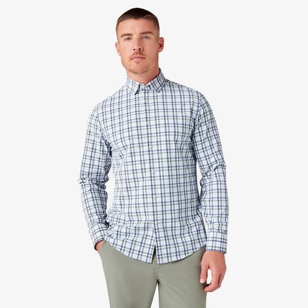 Leeward No Tuck Dress Shirt - Sky Coastal Plaid, featured product shot