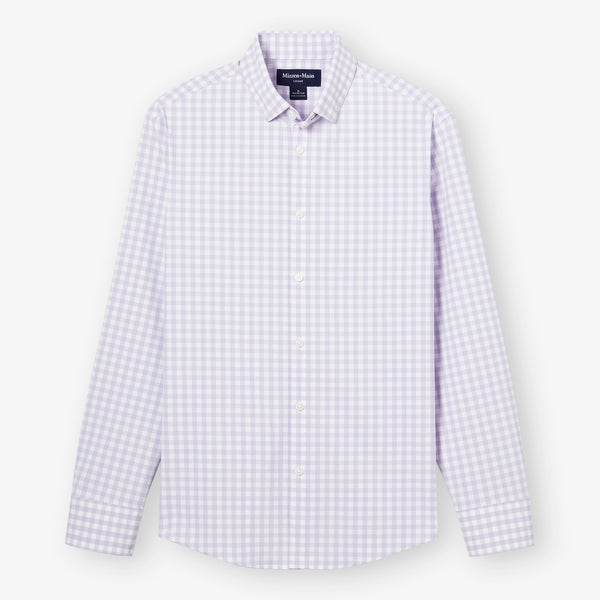Leeward No Tuck Dress Shirt - Lilac Madison Check, fabric swatch closeup