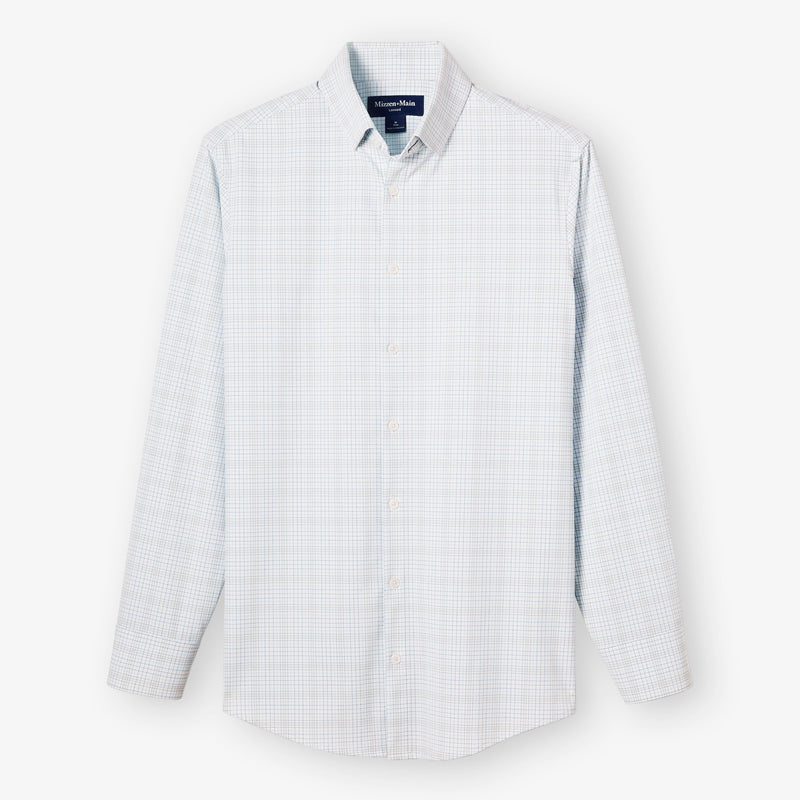 Leeward Dress Shirt - White Baja Plaid, fabric swatch closeup