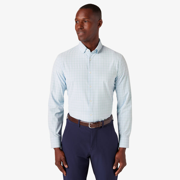 Leeward Dress Shirt - Sky Crayton Plaid, featured product shot