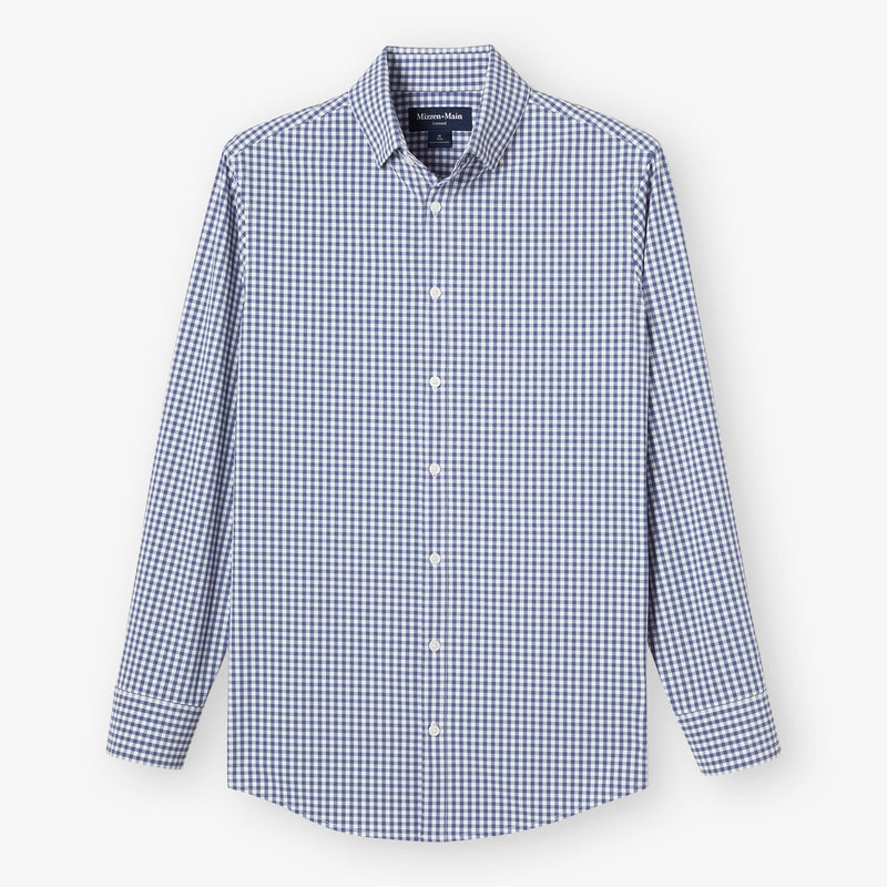 Leeward Dress Shirt - Coastal Fjord Alamo Gingham, fabric swatch closeup