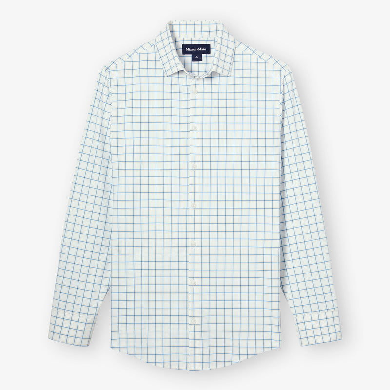 Monaco Dress Shirt - White Hyde Plaid, fabric swatch closeup