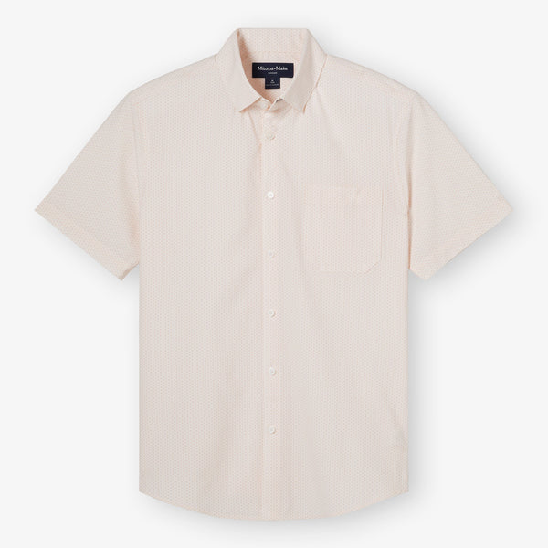 Leeward Short Sleeve - Peach Triangle Geo, fabric swatch closeup