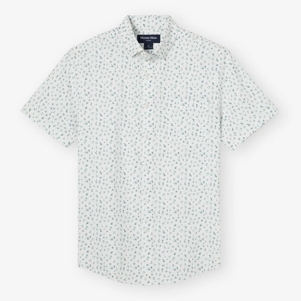 Leeward Short Sleeve - White Floral+Fauna, fabric swatch closeup