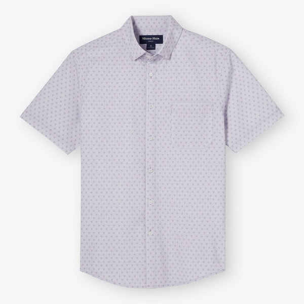 Leeward Short Sleeve - Purple Star Print, fabric swatch closeup