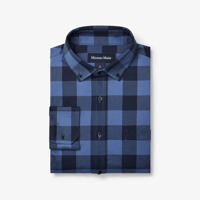 City Flannel Twill - Denim Blue Buffalo&nbsp;Plaid, featured product shot