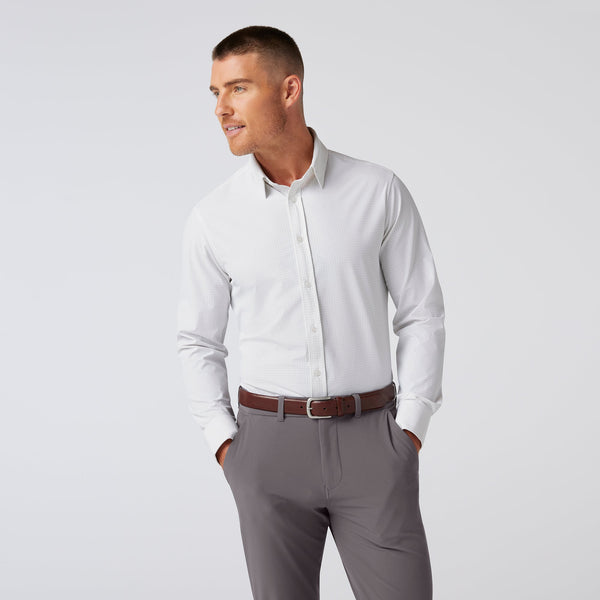 Leeward Formal Dress Shirt - Aluminum Bennett Check, fabric swatch closeup