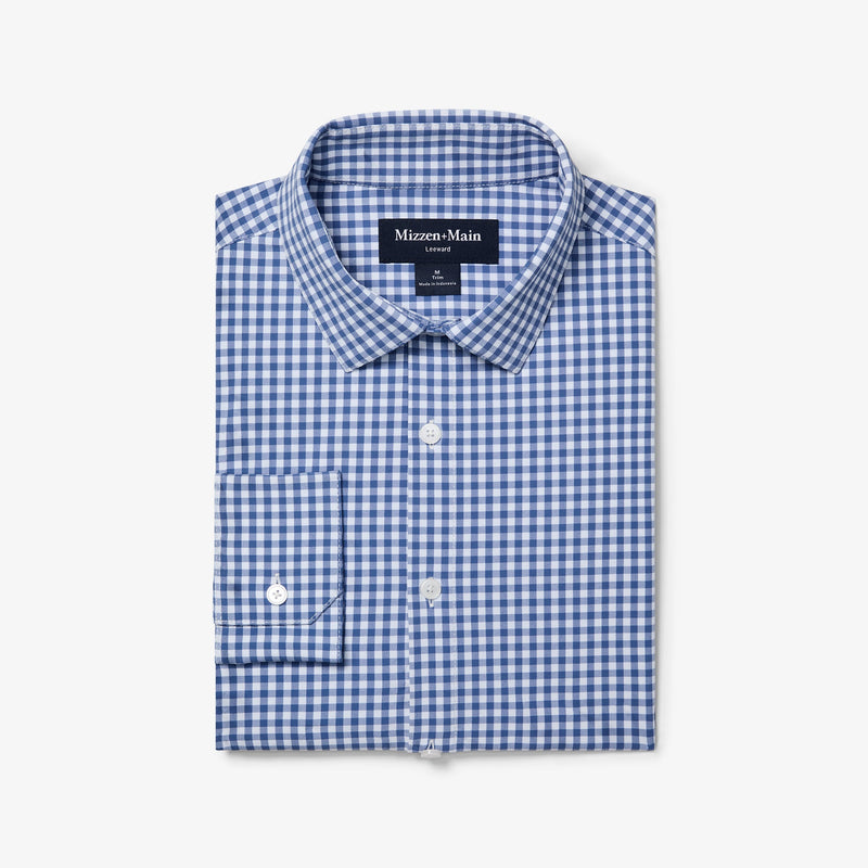 Leeward Dress Shirt - Denim Blue Alamo Gingham, featured product shot