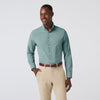 Leeward Dress Shirt - Hunter Green Straton Check, fabric swatch closeup
