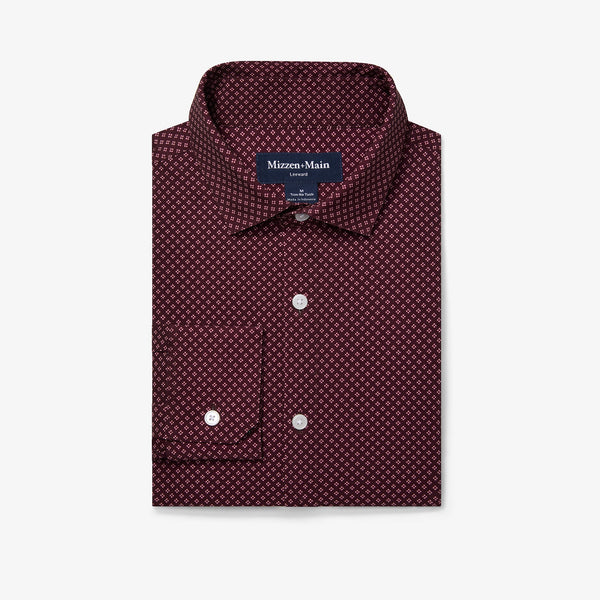 Leeward No Tuck Dress Shirt - Wine Clover, featured product shot
