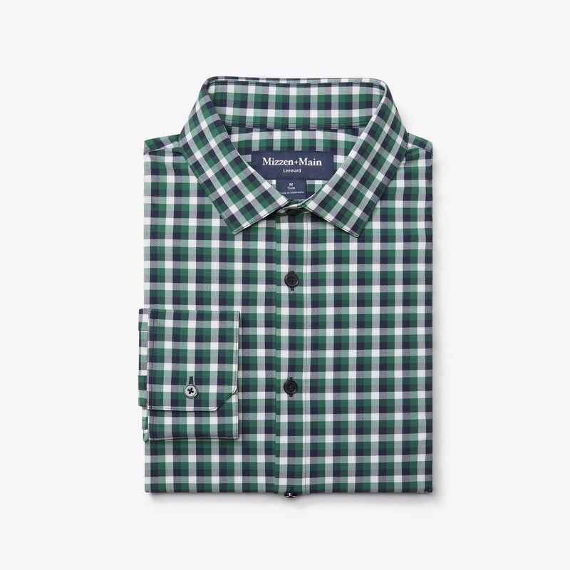Leeward Dress Shirt - Hunter Green Dylan Plaid, featured product shot