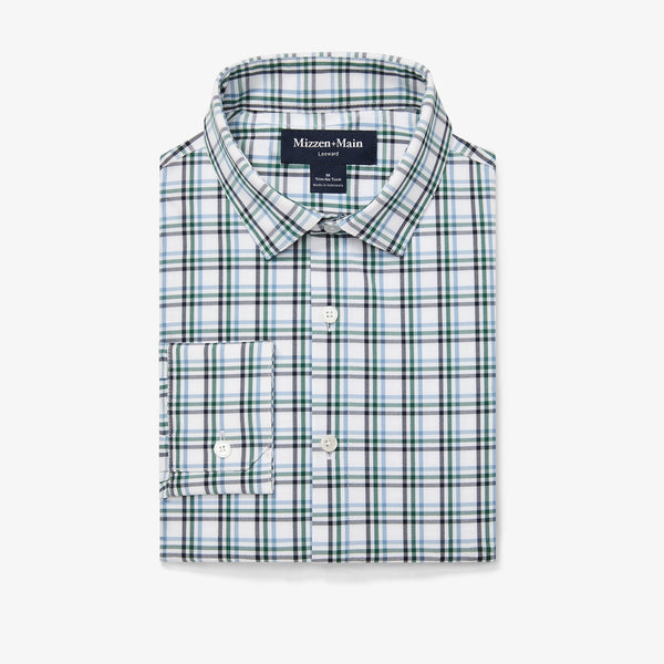 Leeward No Tuck Dress Shirt - White Noah Plaid, featured product shot
