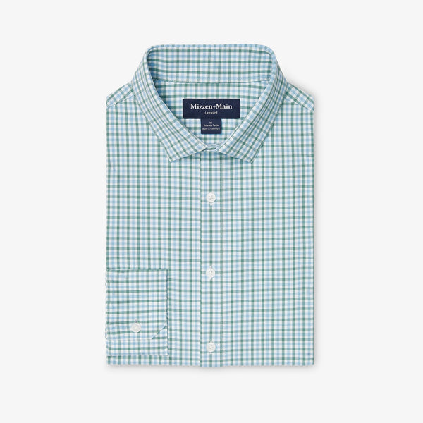Leeward No Tuck Dress Shirt - Light Blue Oaklawn&nbsp;Plaid, featured product shot