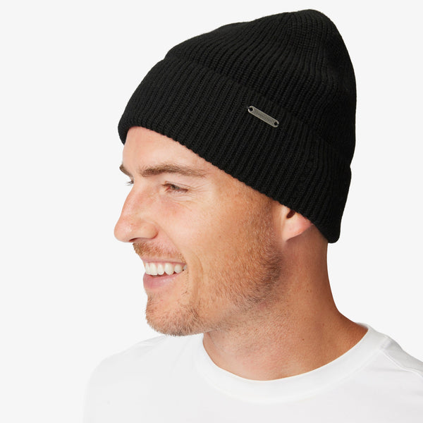 Preston Beanie - Black Solid, fabric swatch closeup