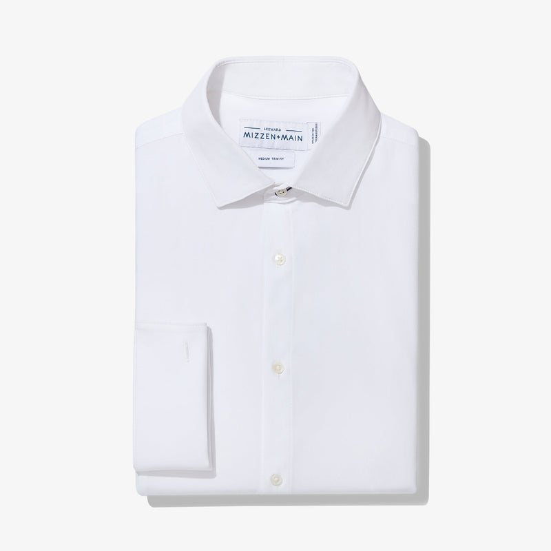 Leeward Tux Dress Shirt - White Solid, fabric swatch closeup