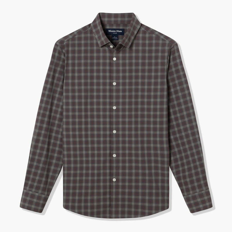 Leeward Dress Shirt - Black Dallas Plaid, fabric swatch closeup