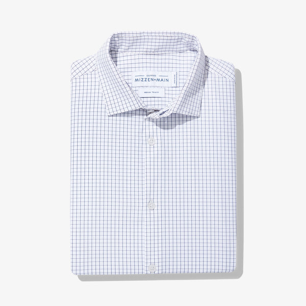 Leeward Dress Shirt - Navy Grid, lifestyle/model photo