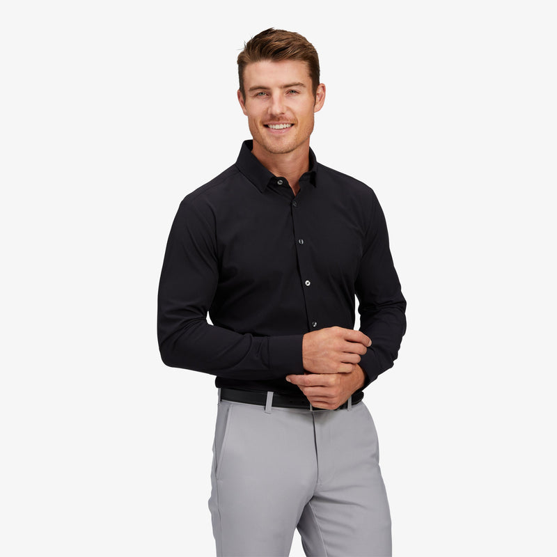 Leeward Dress Shirt - Black Solid, lifestyle/model