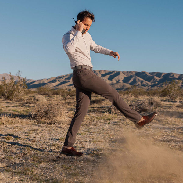 Leeward Dress Shirt - White Navy Mini&nbsp;Grid, lifestyle/model photo