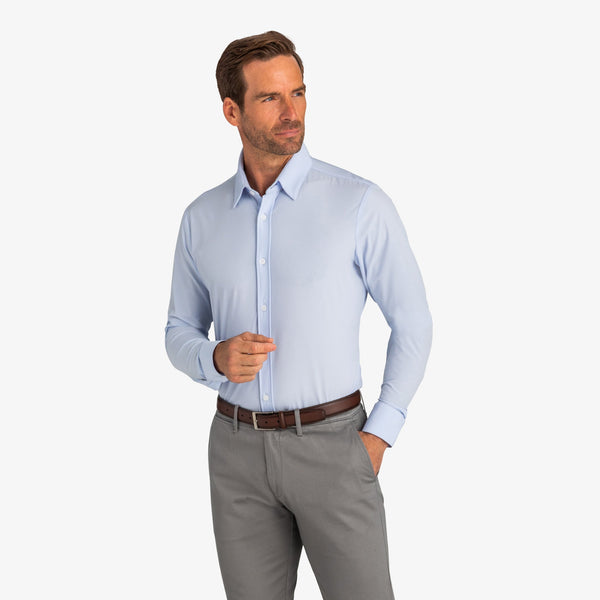 Leeward Formal Dress Shirt - Light Blue Solid, lifestyle/model photo