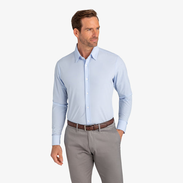 Leeward Formal Dress Shirt - Light Blue Solid, lifestyle/model photo