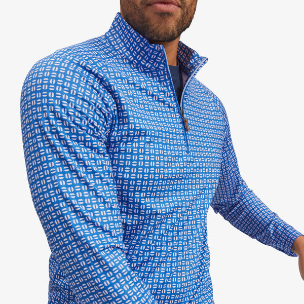 Clubhouse Quarter Zip - Blue Pink Geo&nbsp;Print, lifestyle/model photo