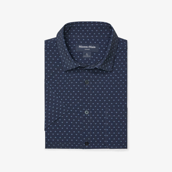 Leeward Short Sleeve - Navy Dotted Leaf, featured product shot
