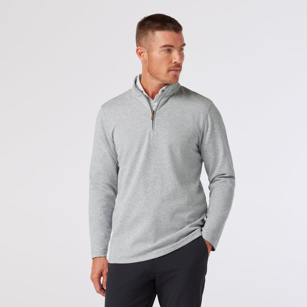 KPI Quarter Zip - Cool Gray Heather, fabric swatch closeup