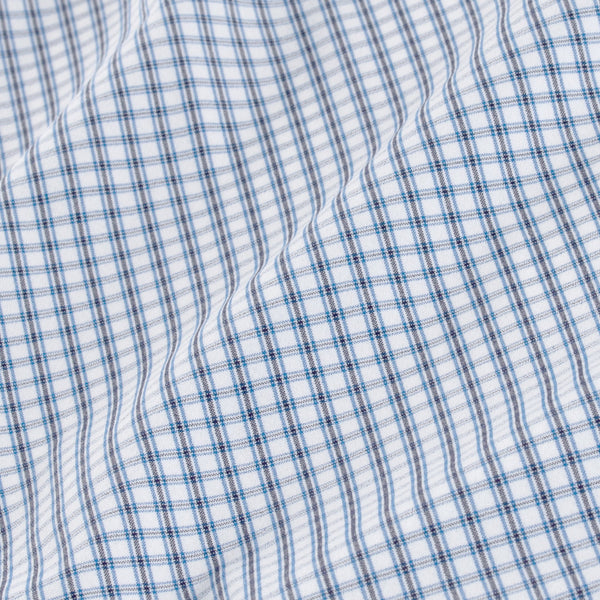 Alden - Blue Black Micro Check, fabric swatch closeup